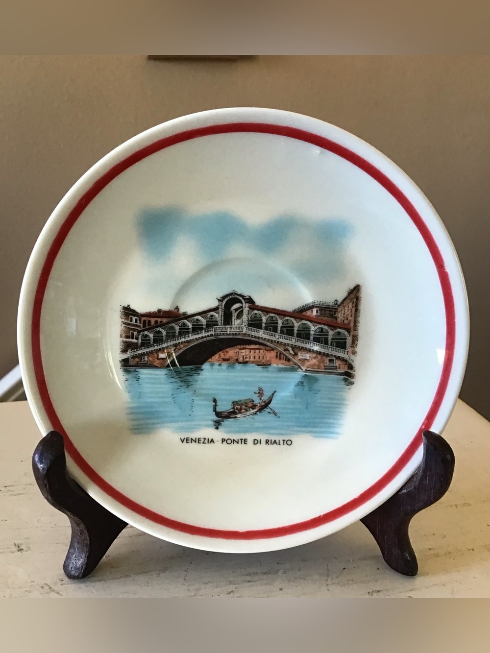 Vintage Venezia Rialto Bridge Small Collectible Souvenir Wall Plate